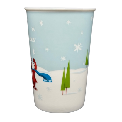 Children Ice Skating And Boy With Dog Sledding Airplane On Handle 8oz Mug 2011 Starbucks