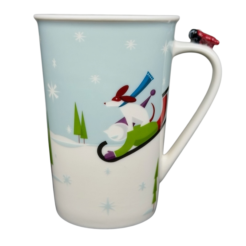 Children Ice Skating And Boy With Dog Sledding Airplane On Handle 8oz Mug 2011 Starbucks