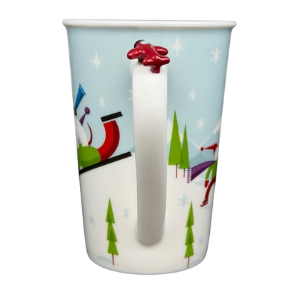 Children Ice Skating And Boy With Dog Sledding Airplane On Handle 8oz Mug 2011 Starbucks