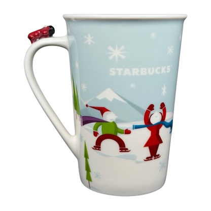 Children Ice Skating And Boy With Dog Sledding Airplane On Handle 8oz Mug 2011 Starbucks