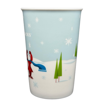 Children Ice Skating And Boy With Dog Sledding Airplane On Handle 8oz Mug 2011 Starbucks