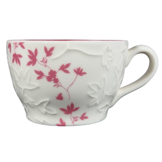 Embossed Pink And White Leaves Mug Starbucks