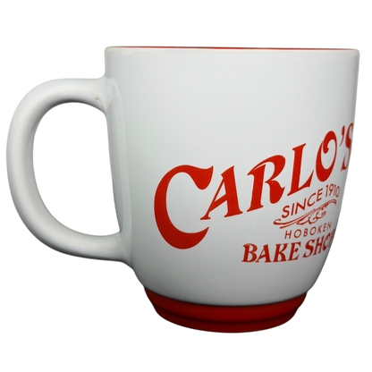 Carlo's Bake Shop collectible mug featuring red lettering and a comfortable handle