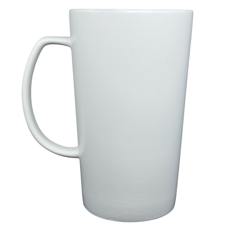 Starbucks Etched Siren vintage Mug in white ceramic with a tall design and sturdy handle