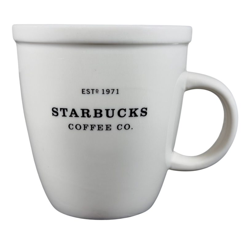 ESTD 1971 Starbucks Coffee Co Barista Abbey Large White With Black Lettering 2007 Mug