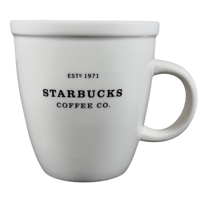 ESTD 1971 Starbucks Coffee Co Barista Abbey Large White With Black Lettering 2007 Mug