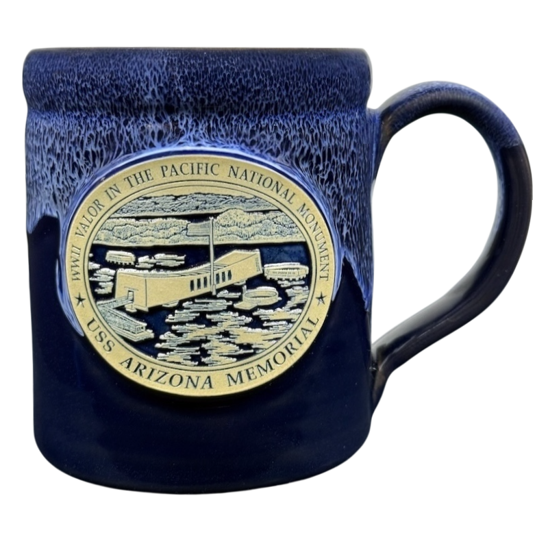 USS Arizona Memorial 2016 Dark Blue Mug Deneen Pottery