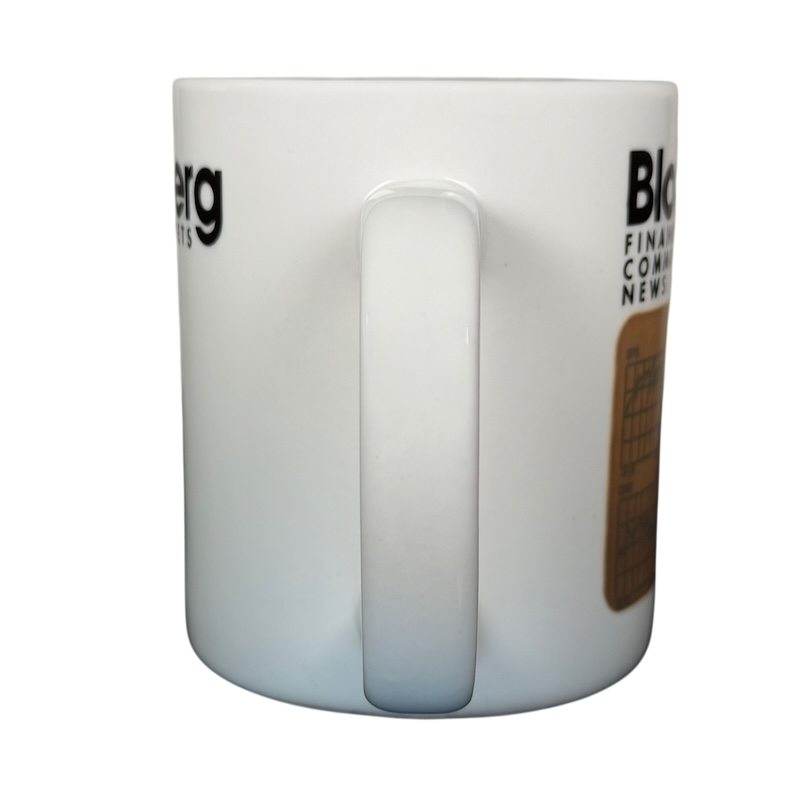 Bloomberg heat changing vintage mug showcasing a sleek white design with a handle