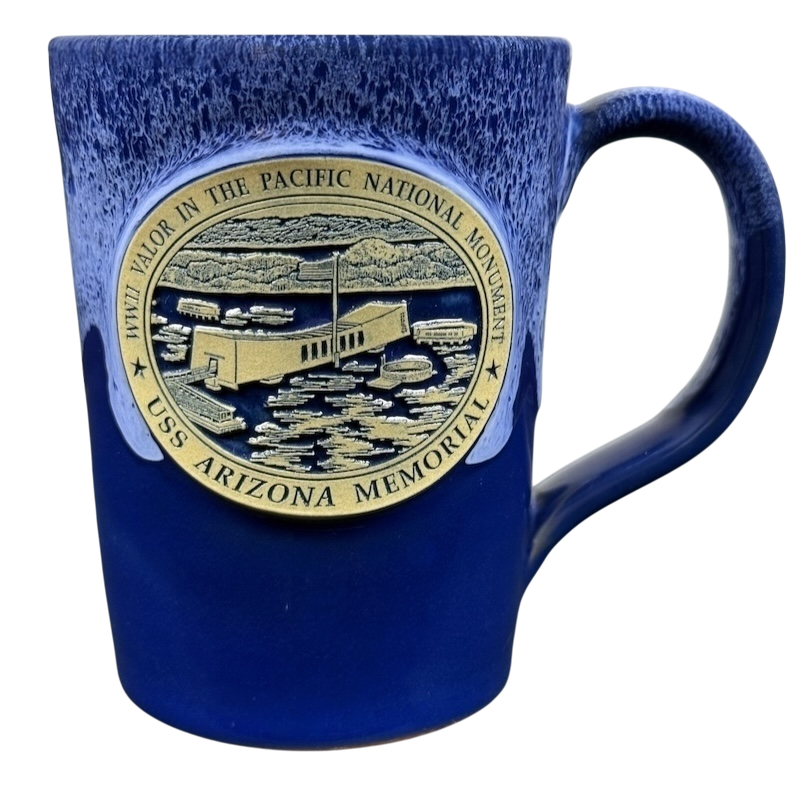 USS Arizona Memorial 2016 Blue Mug Deneen Pottery