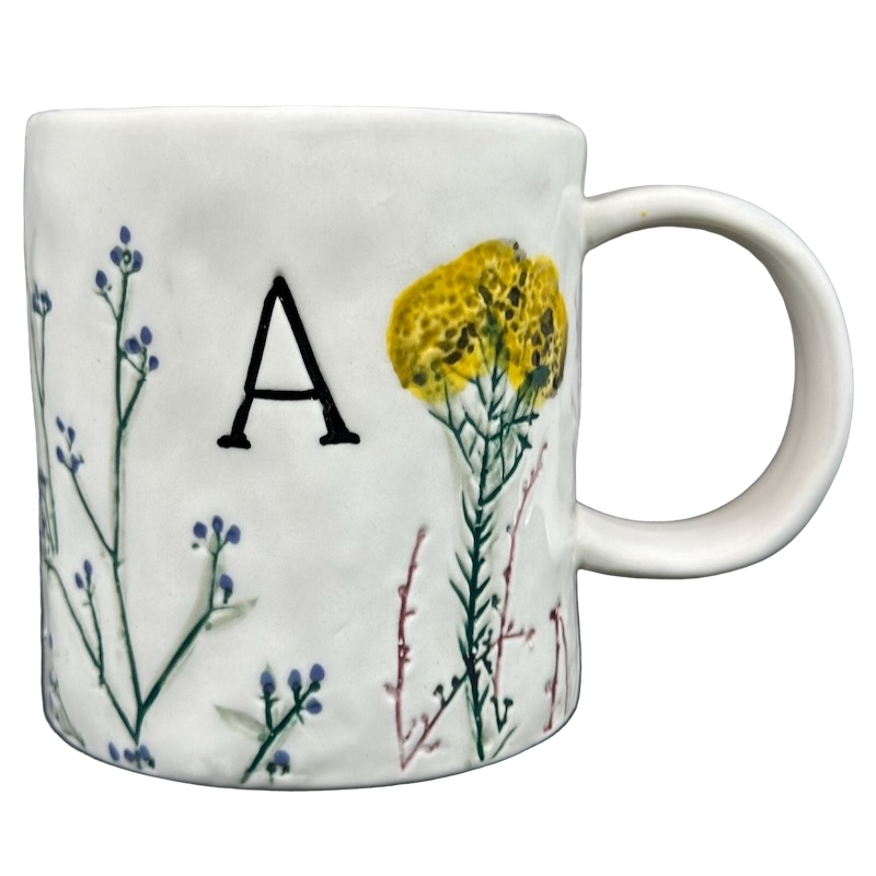Dagny Hand Painted Letter "A" Monogram Initial Botanical Mug Anthropologie