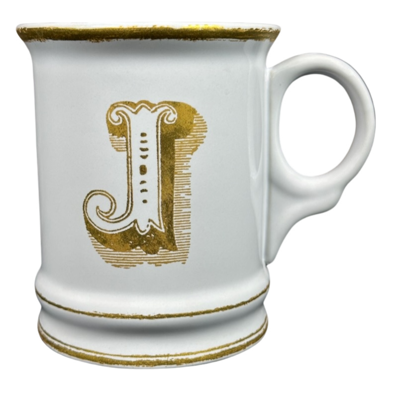 Letter "J" Gold Writing Monogram Initial Mug Williams Sonoma