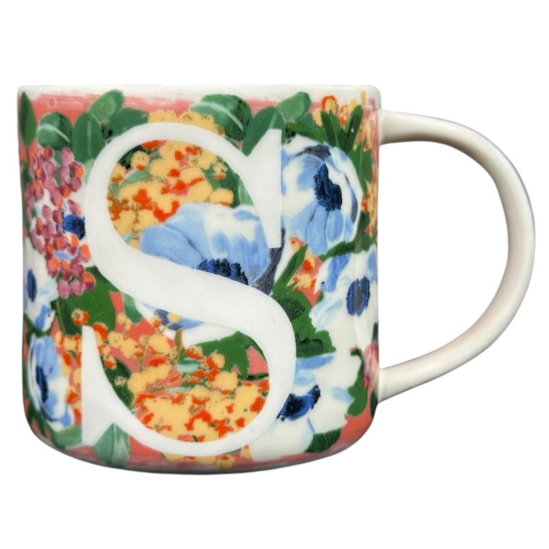 Dawn Letter "S" Monogram Initial Floral Mug Anthropologie