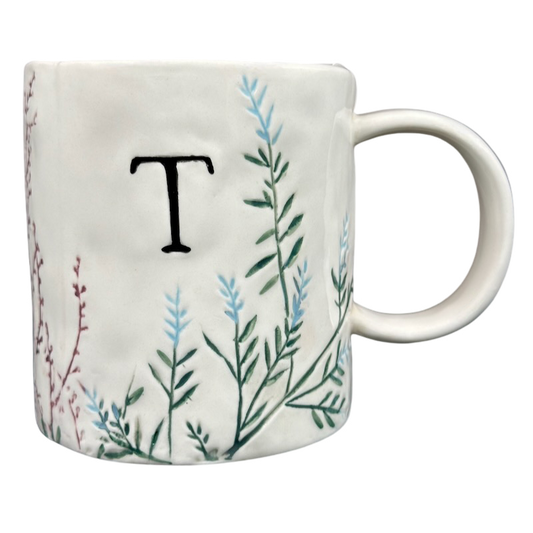 Dagny Hand Painted Letter "T" Monogram Initial Botanical Mug Anthropologie