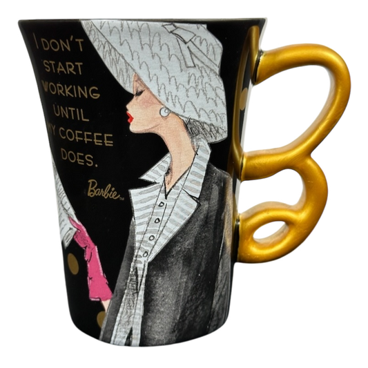 Barbie I Don't Start Working Until My Coffee Does 3D Figural B Handle Mug Hallmark