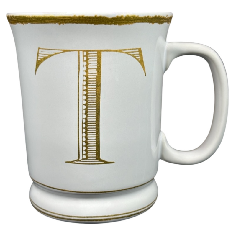 Letter "T" Gold Writing Monogram Initial C Handle Mug Williams Sonoma