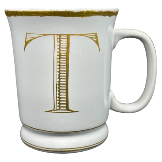 Letter "T" Gold Writing Monogram Initial C Handle Mug Williams Sonoma