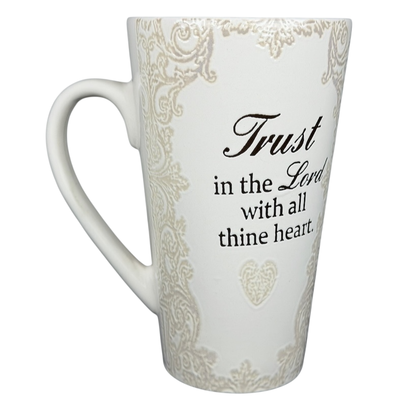 Trust In The Lord With All Thine Heart Etched Lace Pattern Tall Mug Spectrum Designz