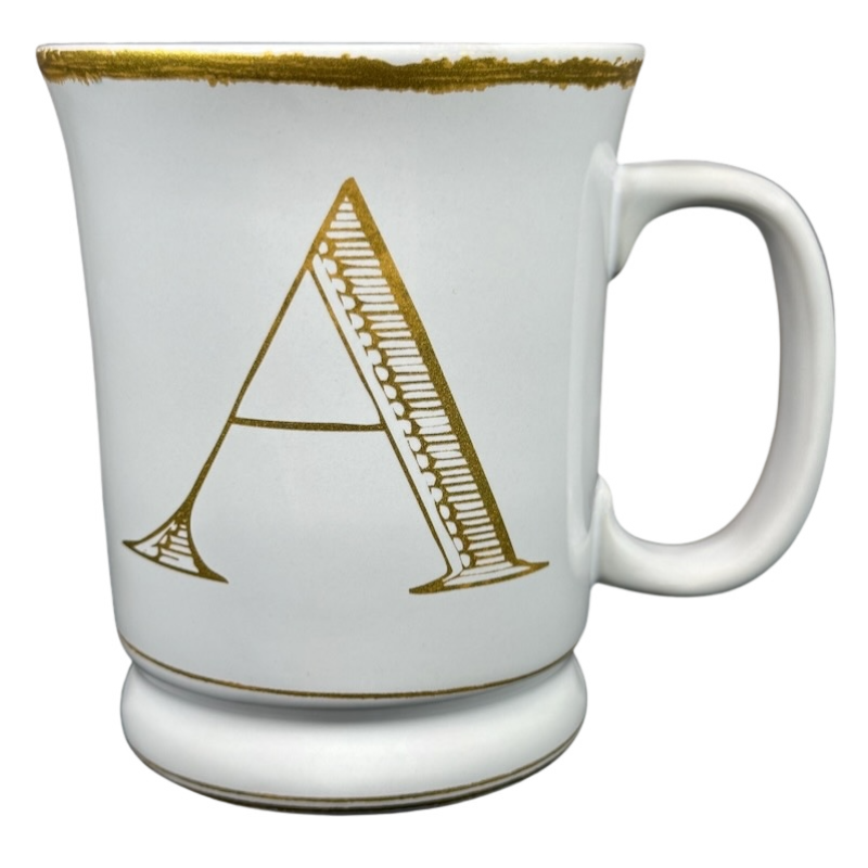 Letter "A" Gold Writing Monogram Initial C Handle Mug Williams Sonoma