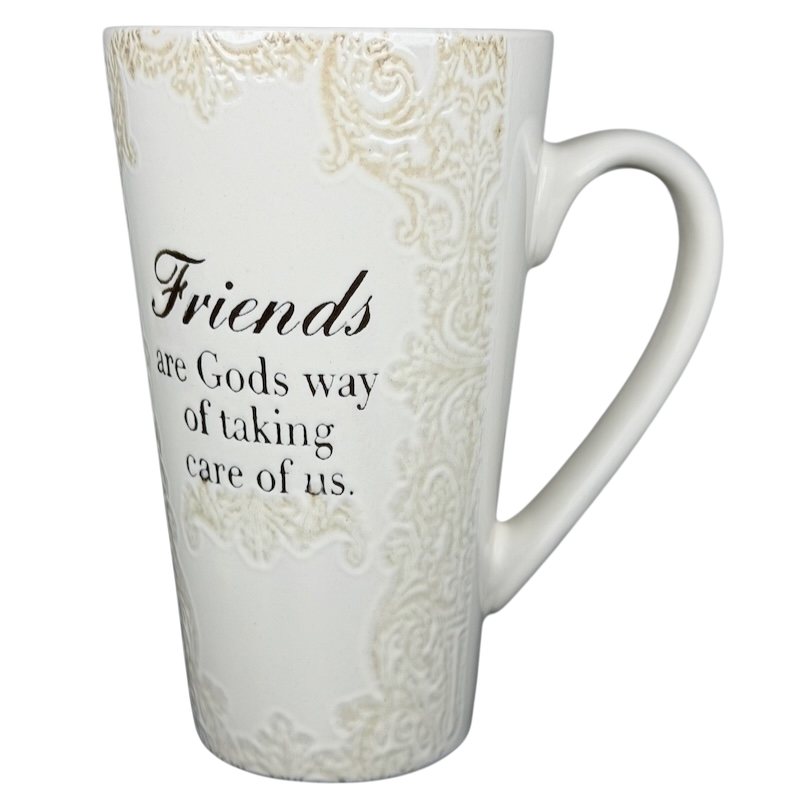 Friends Are Gods Way Of Taking Care Of Us Etched Lace Pattern Tall Mug Spectrum Designz