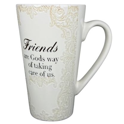Friends Are Gods Way Of Taking Care Of Us Etched Lace Pattern Tall Mug Spectrum Designz