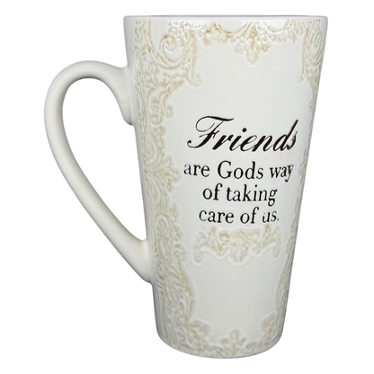 Friends Are Gods Way Of Taking Care Of Us Etched Lace Pattern Tall Mug Spectrum Designz