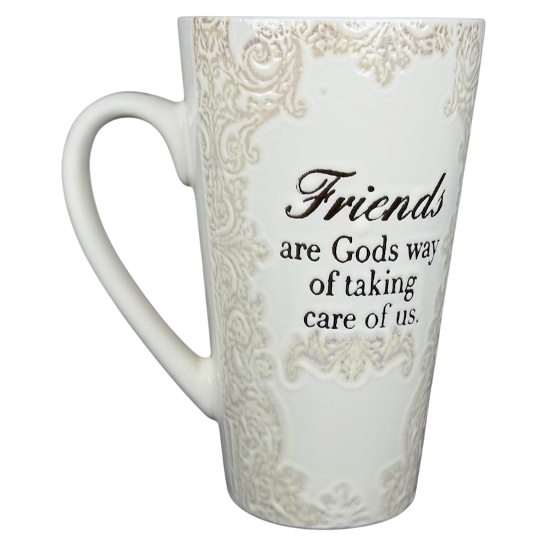 Friends Are Gods Way Of Taking Care Of Us Etched Lace Pattern Tall Mug Spectrum Designz