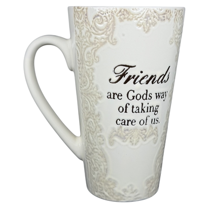 Friends Are Gods Way Of Taking Care Of Us Etched Lace Pattern Tall Mug Spectrum Designz