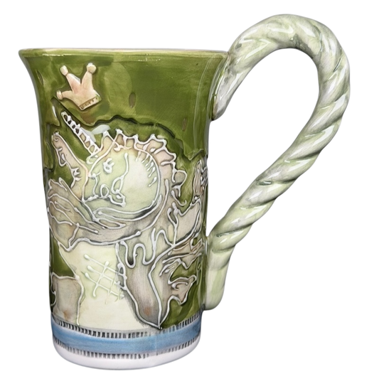Heather Goldminc Unicorn & Crown With Twisted Handle Mug Blue Sky