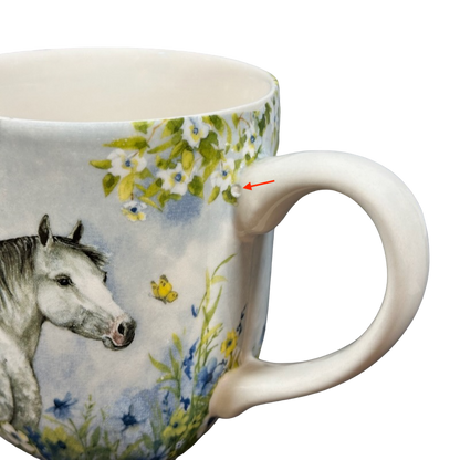 White Horse Among Flowers Susan Winget Mug Cracker Barrel