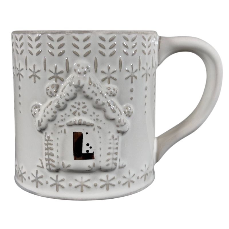 Snowcap Reactive-Glazed Letter "L" Monogram Mug Anthropologie