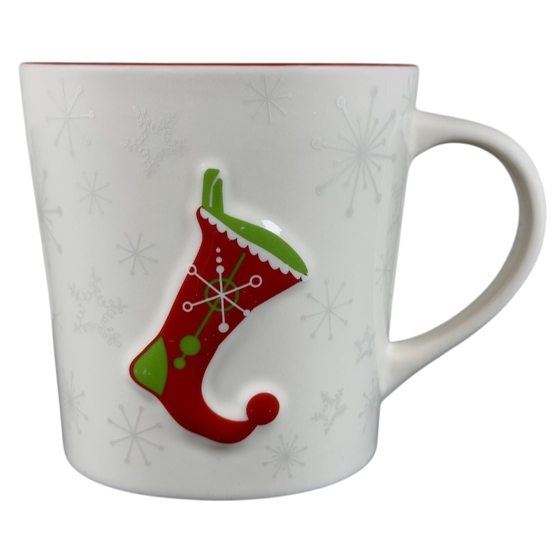 Snowflakes And Embossed Christmas Stocking 17oz Mug Holiday 2006 Starbucks