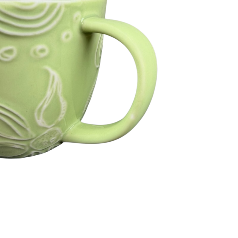 Embossed Flowers Leaves And Hearts Green 12oz Mug 2006 Starbucks