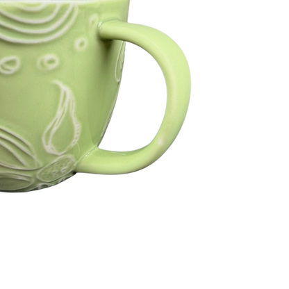 Embossed Flowers Leaves And Hearts Green 12oz Mug 2006 Starbucks