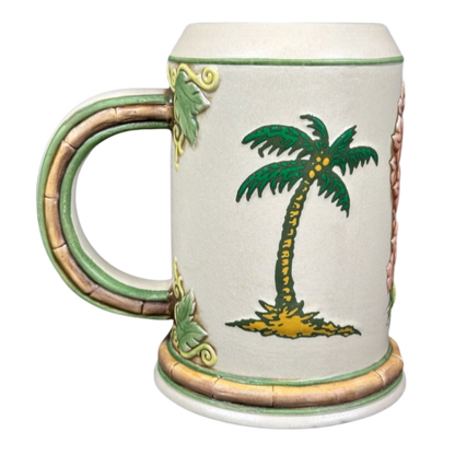 Sailfish Palm Tree And Lei 3D Embossed Bamboo Handle Stein Tommy Bahama