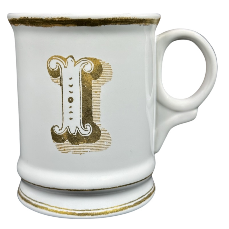 Letter "I" Gold Writing Monogram Initial Mug Williams Sonoma