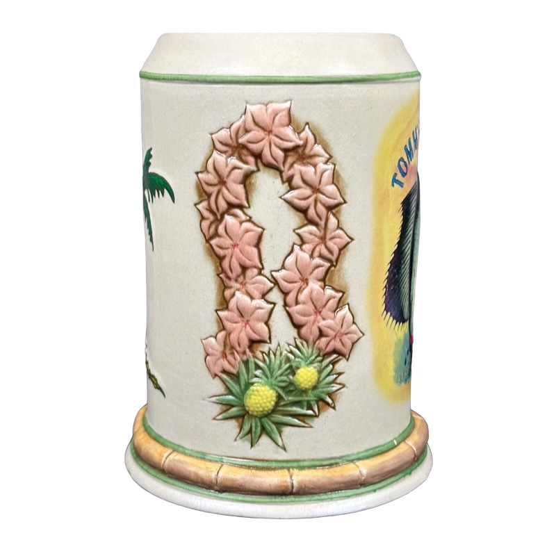 Sailfish Palm Tree And Lei 3D Embossed Bamboo Handle Stein Tommy Bahama