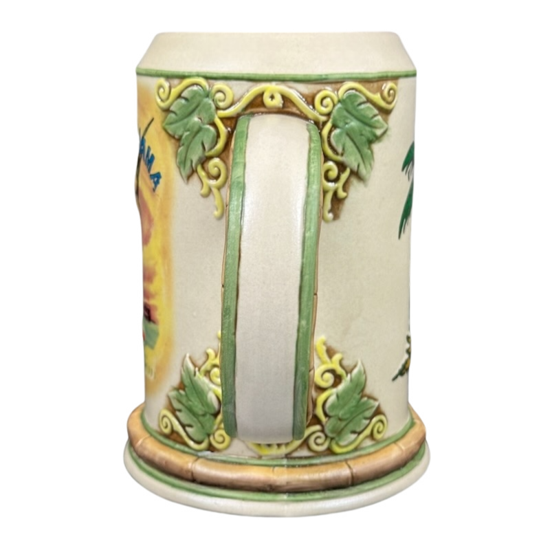 Sailfish Palm Tree And Lei 3D Embossed Bamboo Handle Stein Tommy Bahama