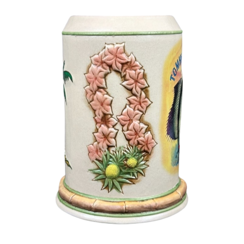 Sailfish Palm Tree And Lei 3D Embossed Bamboo Handle Stein Tommy Bahama