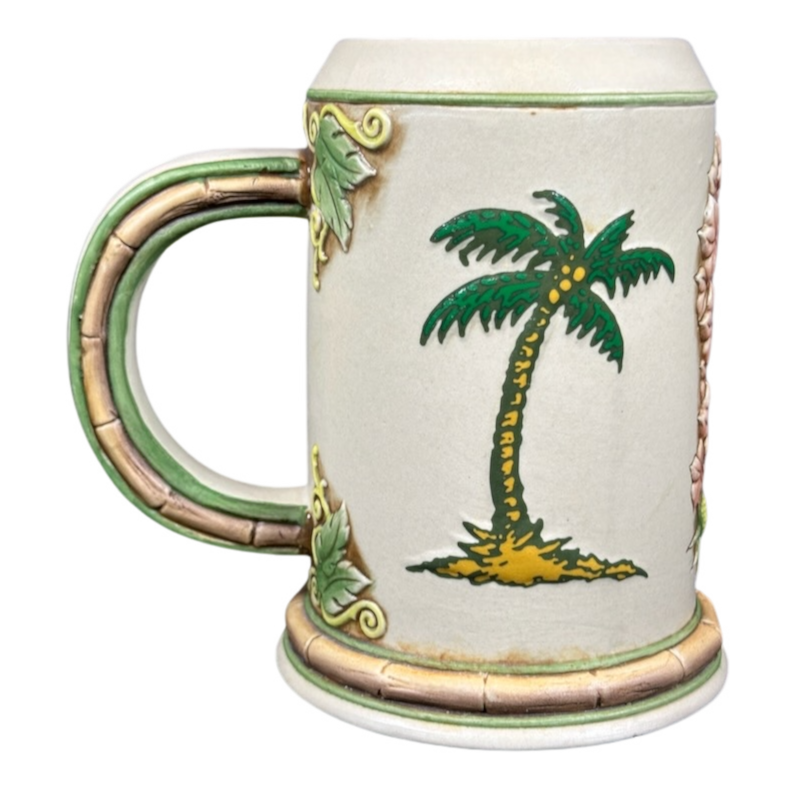 Sailfish Palm Tree And Lei 3D Embossed Bamboo Handle Stein Tommy Bahama