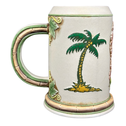 Sailfish Palm Tree And Lei 3D Embossed Bamboo Handle Stein Tommy Bahama