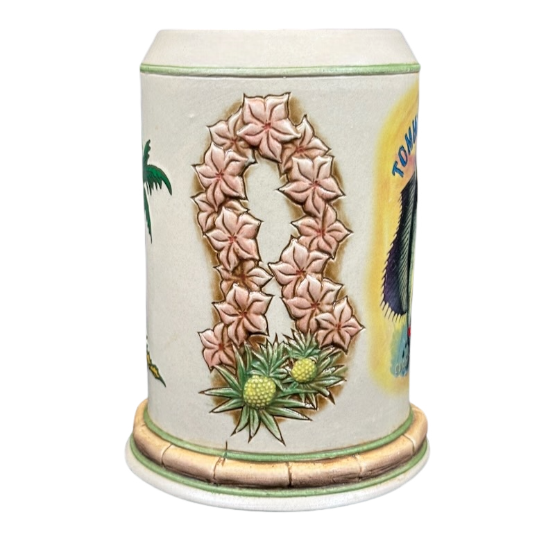 Sailfish Palm Tree And Lei 3D Embossed Bamboo Handle Stein Tommy Bahama