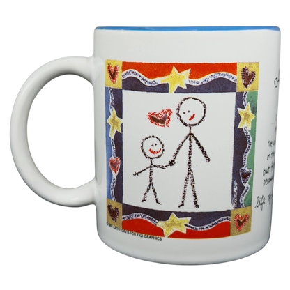 A Hundred Years From Now mug with colorful stick figure art and heartfelt message for meaningful gifting