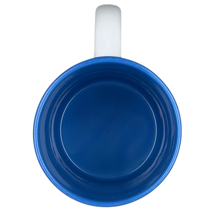 Inside view of the blue A Hundred Years From Now mug by Giftco, showcasing its smooth inner finish