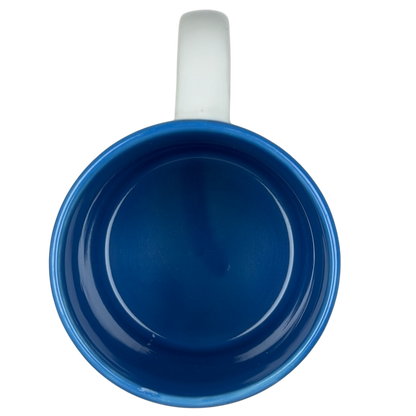 Inside view of the A Hundred Years From Now mug, featuring a vibrant blue interior.