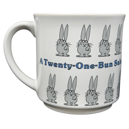 A Twenty One Bun Salute Sandra Boynton Mug featuring cute cartoon rabbits in a fun design