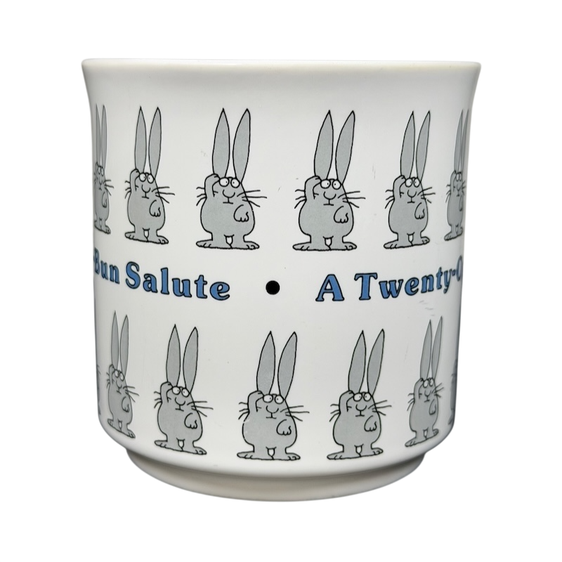 A Twenty One Bun Salute Sandra Boynton Mug featuring whimsical bunny illustrations in a fun design