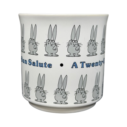 A Twenty One Bun Salute Sandra Boynton Mug featuring whimsical bunny illustrations in a fun design
