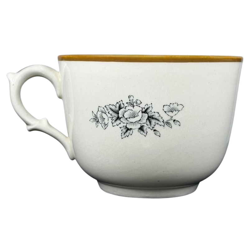 Adams Old English Cock Fighting Mug with Floral Design and Gold Trim for Vintage Collectors