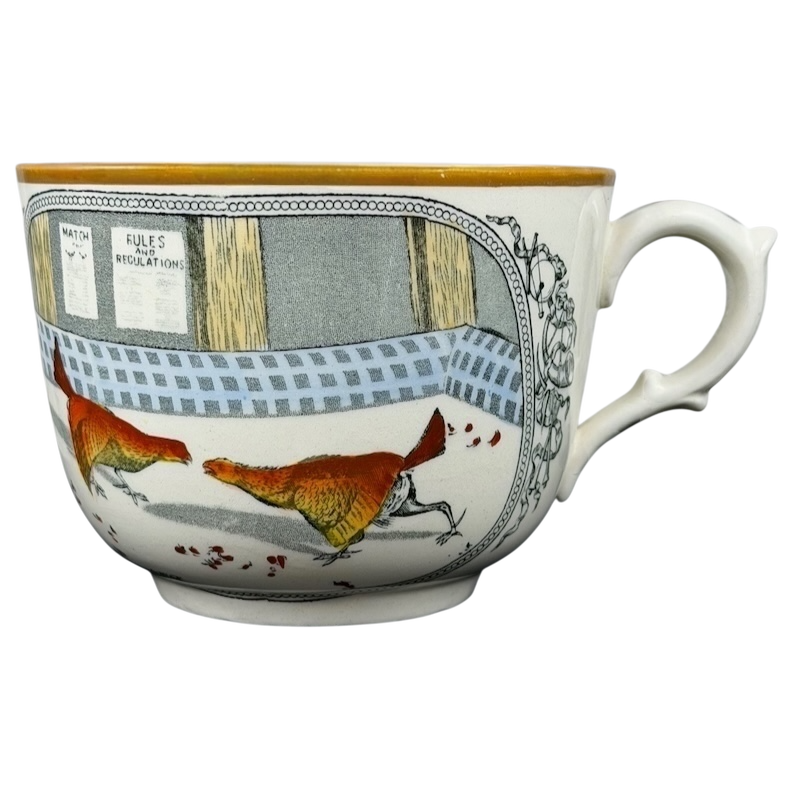 Adams Old English Cock Fighting Mug with colorful rooster designs and intricate detailing