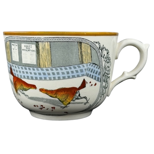 Adams Old English Cock Fighting Mug with colorful rooster designs and intricate detailing